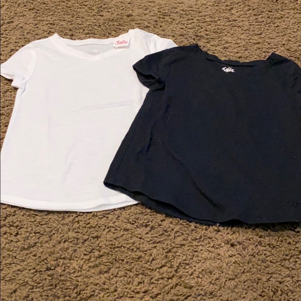 Two girls Ts.  Black shirt and white shirt.